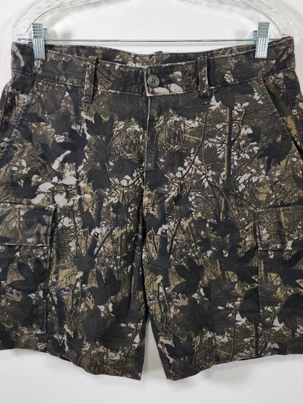 Old Navy Men Cargo Shorts 32 Camo Lived-In Straight Built-In Flex Photoreal Tree
